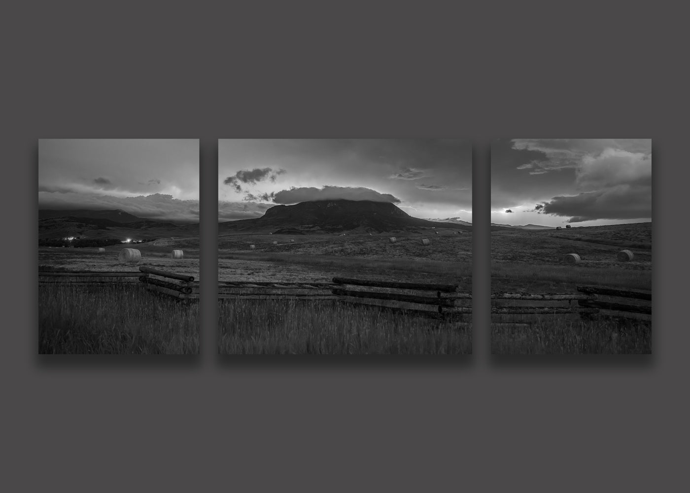 Harvest Storm BW - Triptych