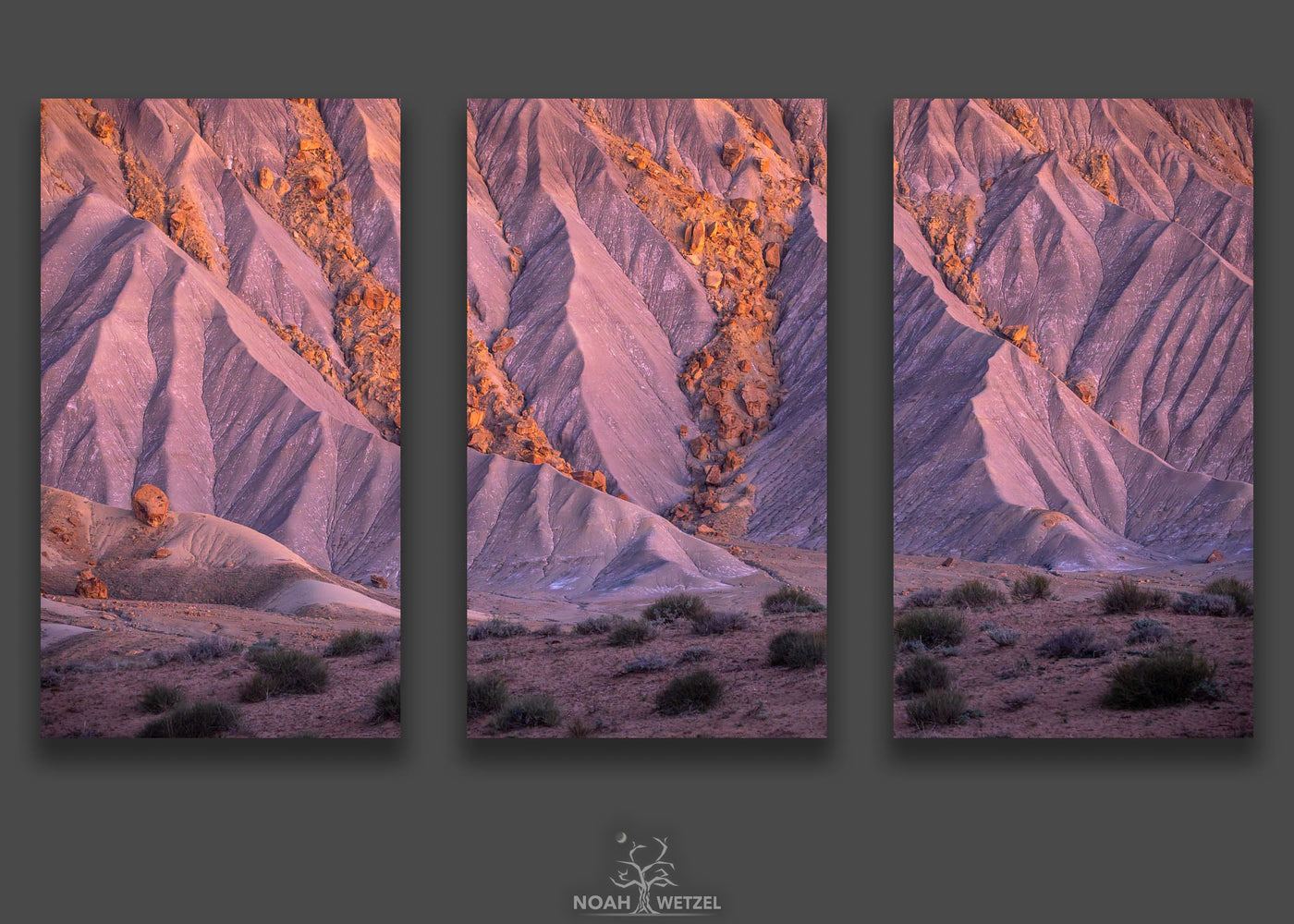 Twilight Desert Afterglow - Triptych